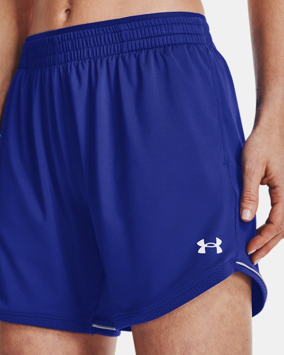 Women's UA Knit Mid-Length Shorts, Blue, pdpMainDesktop image number 3